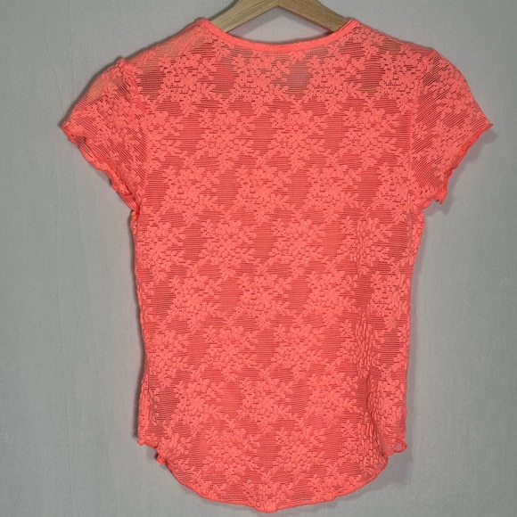 Free People Ready To Go Lace Tee - Flamingo Pink - small - Picture 6 of 6
